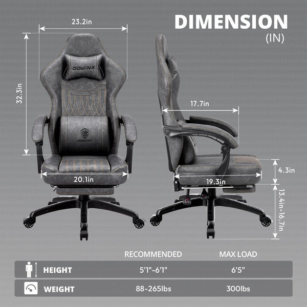 Dowinx 6657A Gaming Chair Breathable PU Leather with Pocket Spring