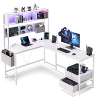 L-Shaped Series Gaming Desk White DOWINX