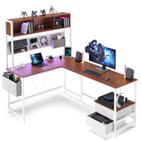 L-Shaped Series Gaming Desk Brown DOWINX