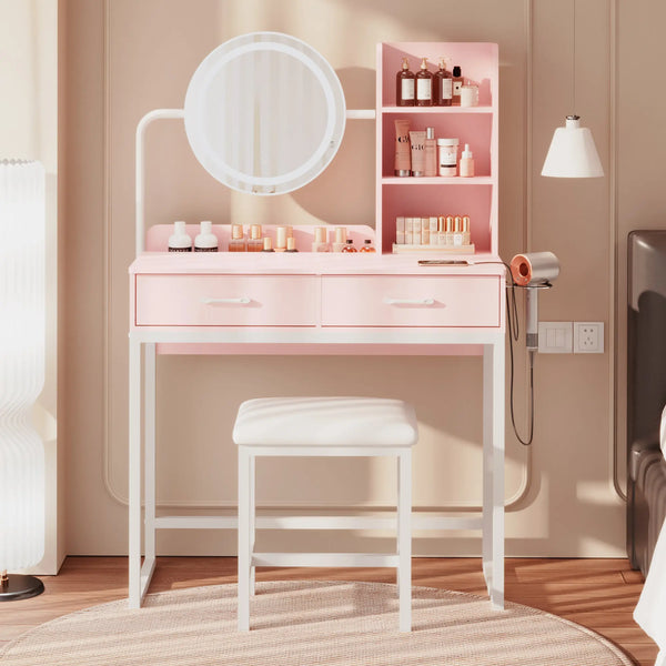 Vanity Desk GJ Pink and White DOWINX GAMING CHAIR