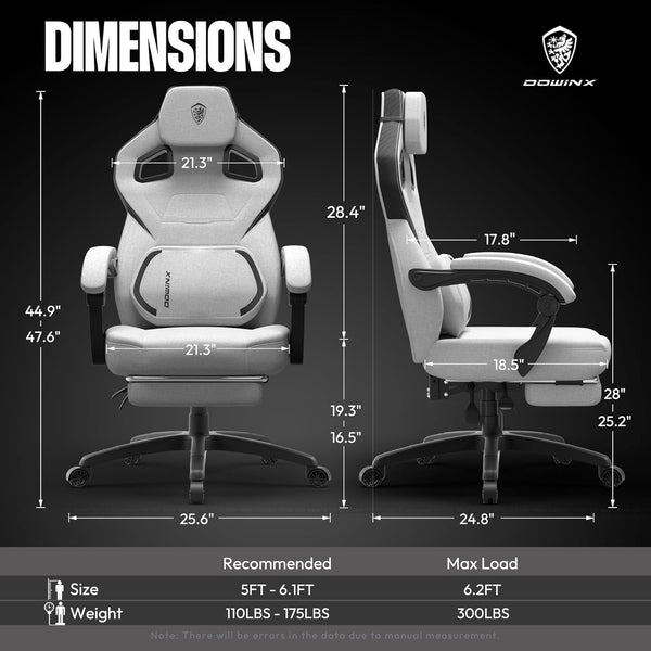 Dowinx Big And Tall Gaming Chair With Massage, Heavy Duty PC Gamer ...