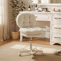 66H6 Cross-Legged Vanity Chair – Effortless Glide- White