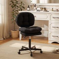 66H6 Cross-Legged Vanity Chair – Effortless Glide- Black