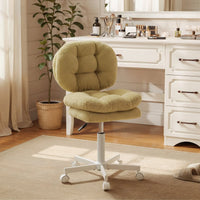 66H6 Cross-Legged Vanity Chair – Effortless Glide - Grass Green