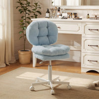 66H6 Cross-Legged Vanity Chair – Effortless Glide - Light Blue