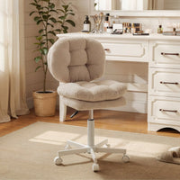 66H6 Cross-Legged Vanity Chair – Effortless Glide - Beige