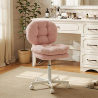66H6 Cross-Legged Vanity Chair – Effortless Glide - Light Pink
