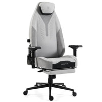 Dowinx 66D7A Gaming Chair with Footrest, 4-Way Lumbar Support & Magnetic Headrest, Big and Tall｜Grey