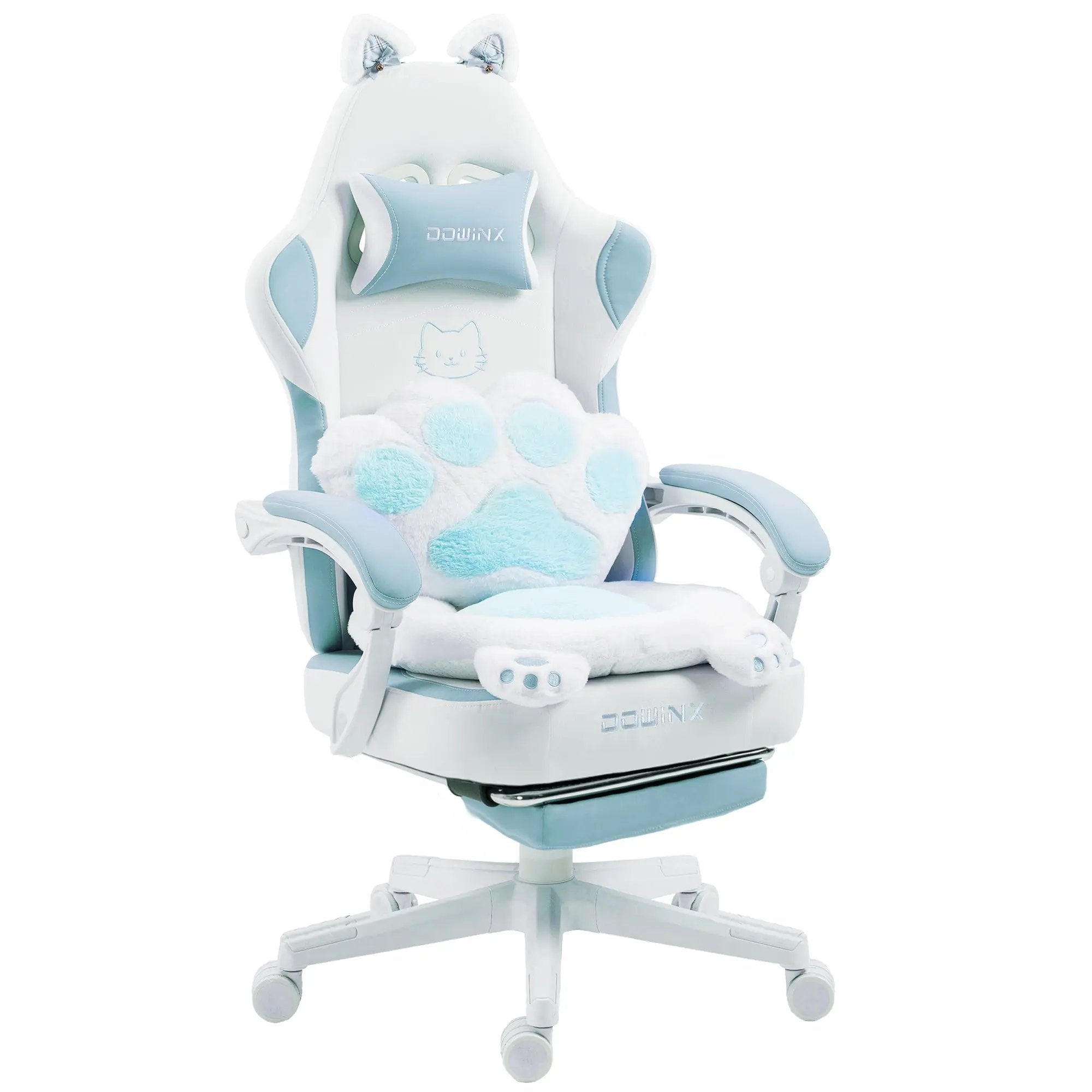 Dowinx Gaming Chair Cute with Cat Ears Paw Lumbar and Cushion