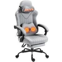 Dowinx Shiatsu Massage Gaming Chair with Footrest – Ergonomic Leather Recliner | 66D59A - Grey