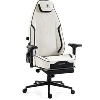 Dowinx 66D7A Gaming Chair with Footrest, 4-Way Lumbar Support & Magnetic Headrest, Big and Tall｜Lvory