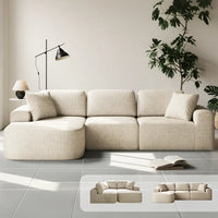 Dowinx 107'' Modular Sofa Couch with Chaise-Charcoal-Khaki Beige DOWINX