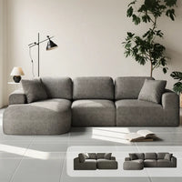 Dowinx 107'' Modular Sofa Couch with Chaise-Charcoal Gray DOWINX