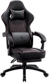 Dowinx Gaming Chair Breathable PU Leather ,Adjustable Swivel Task Chair with Footrest(Black)