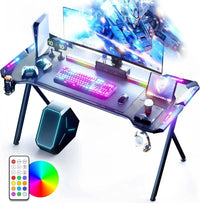 T-Shaped LED Series Gaming Desk 48 Inch Black