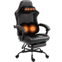 Dowinx Shiatsu Massage Gaming Chair with Footrest – Ergonomic Leather Recliner | 66D59A - Black