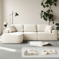 Dowinx 107'' Modular Sofa Couch with Chaise-Charcoal-Ivory White DOWINX