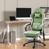 Dowinx Gaming Chair Breathable fabric, pocket spring cushion, gel pad, storage bag, massage feature, and footrest for ultimate comfort. (Green)