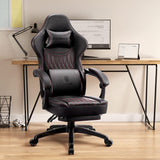 Dowinx Gaming Chair Breathable PU Leather ,Adjustable Swivel Task Chair with Footrest(Black)