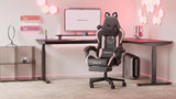 Dowinx Cute Cat Ear Gaming Chair Ergonomic, Comfortable, with Massage Lumbar Support, Footrest, and Headrest - Black, 290lbs Capacity