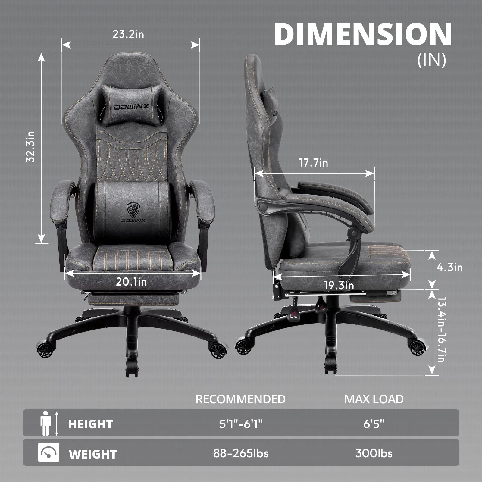 Dowinx 6657A Gaming Chair Breathable PU Leather with Pocket Spring
