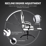Dowinx Gaming Chair Breathable PU Leather Adjustable Swivel Task Chair with Footrest(Black&White)
