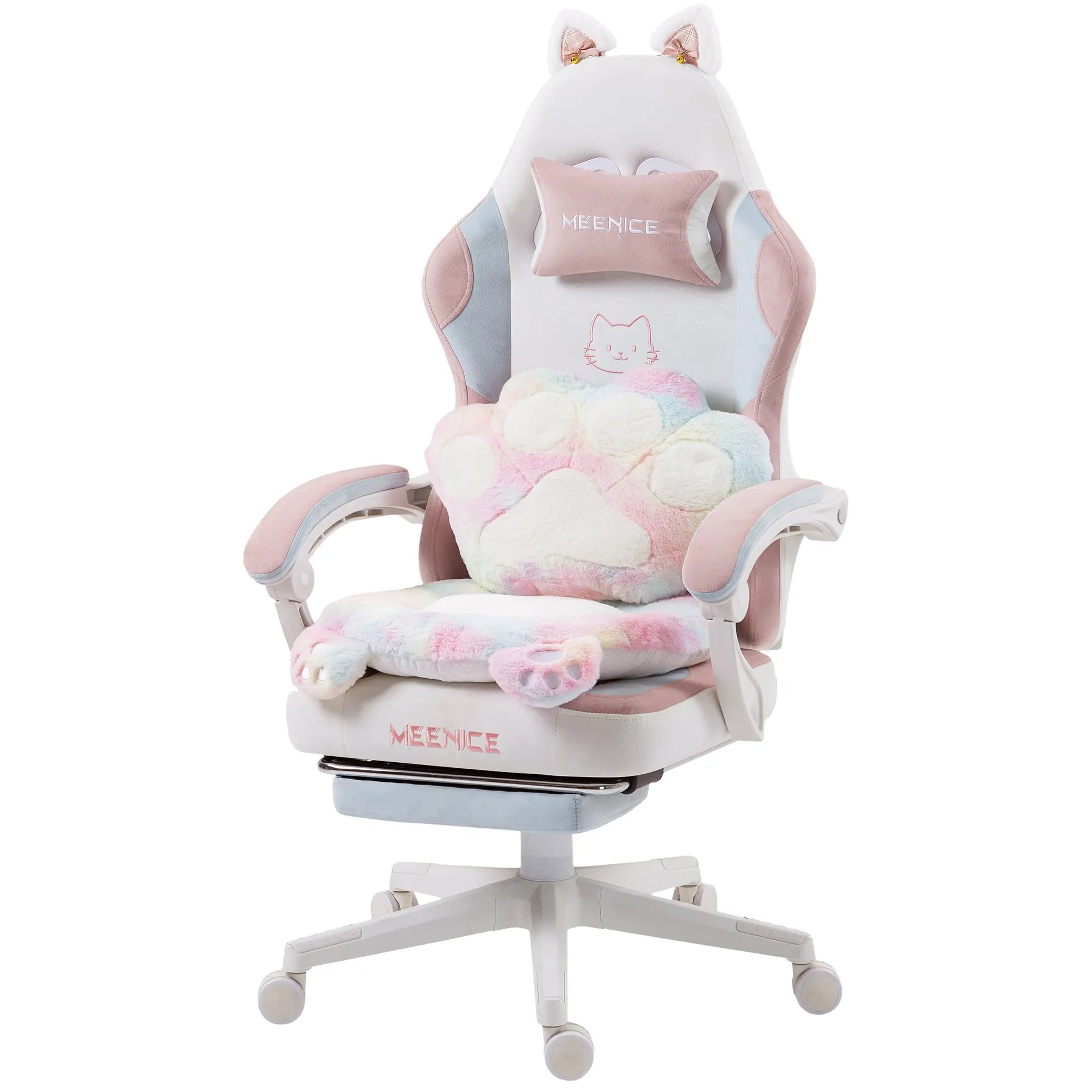 Dowinx Gaming Chair Cute with Cat Ears Paw Lumbar and