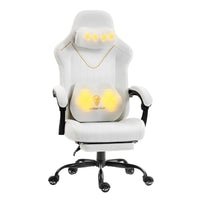 Dowinx Shiatsu Massage Gaming Chair with Footrest – Ergonomic Leather Recliner | 66D59A - White