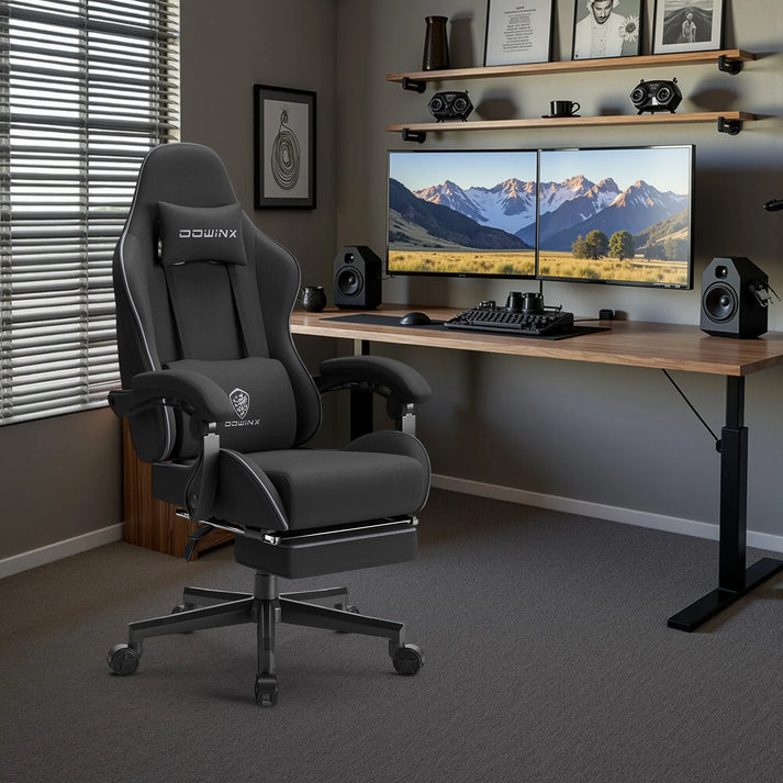 Dowinx Gaming Chair Fabric with Pocket Spring Cushion, with Footrest ...