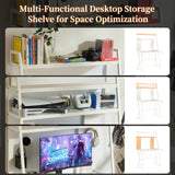 Dowinx 40 Inches Tall Gaming Desk with Storage Shelves, Pegboard, and LED Lights, Small Computer Desk with Hutch for Home Office, Sturdy Metal Frame for Game