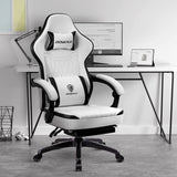 Dowinx Gaming Chair Breathable PU Leather Adjustable Swivel Task Chair with Footrest(Black&White)