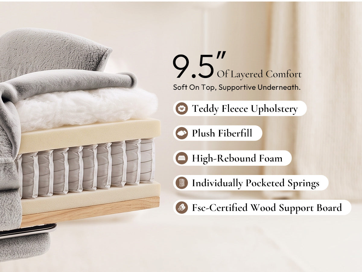 Dowinx CozyNest layered seat comfort with plush fiberfill high-rebound foam and pocketed springs
