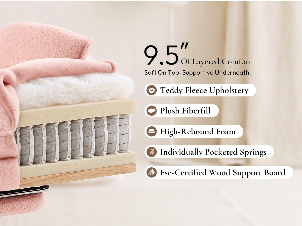 Dowinx CozyNest layered seat comfort with plush fiberfill high-rebound foam and pocketed springs