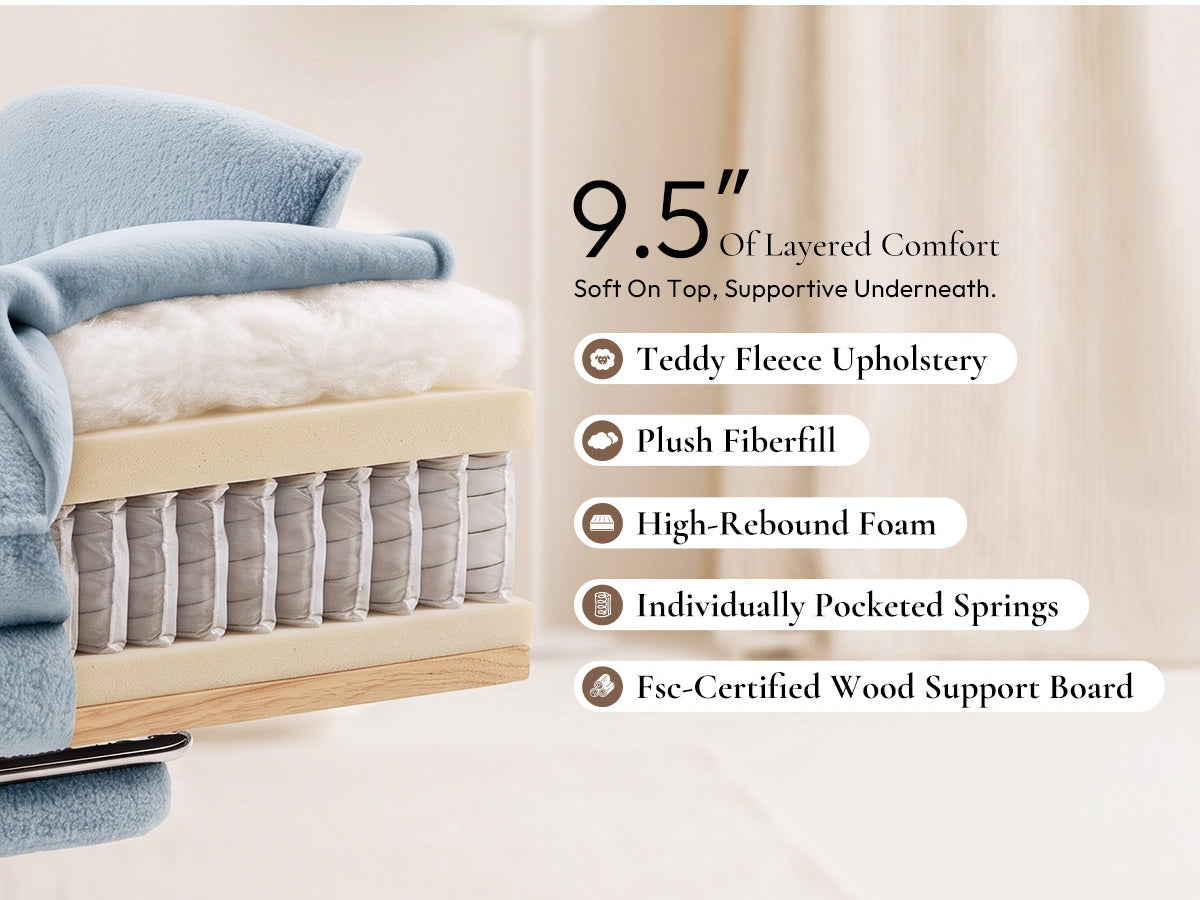 Dowinx CozyNest layered seat comfort with plush fiberfill high-rebound foam and pocketed springs