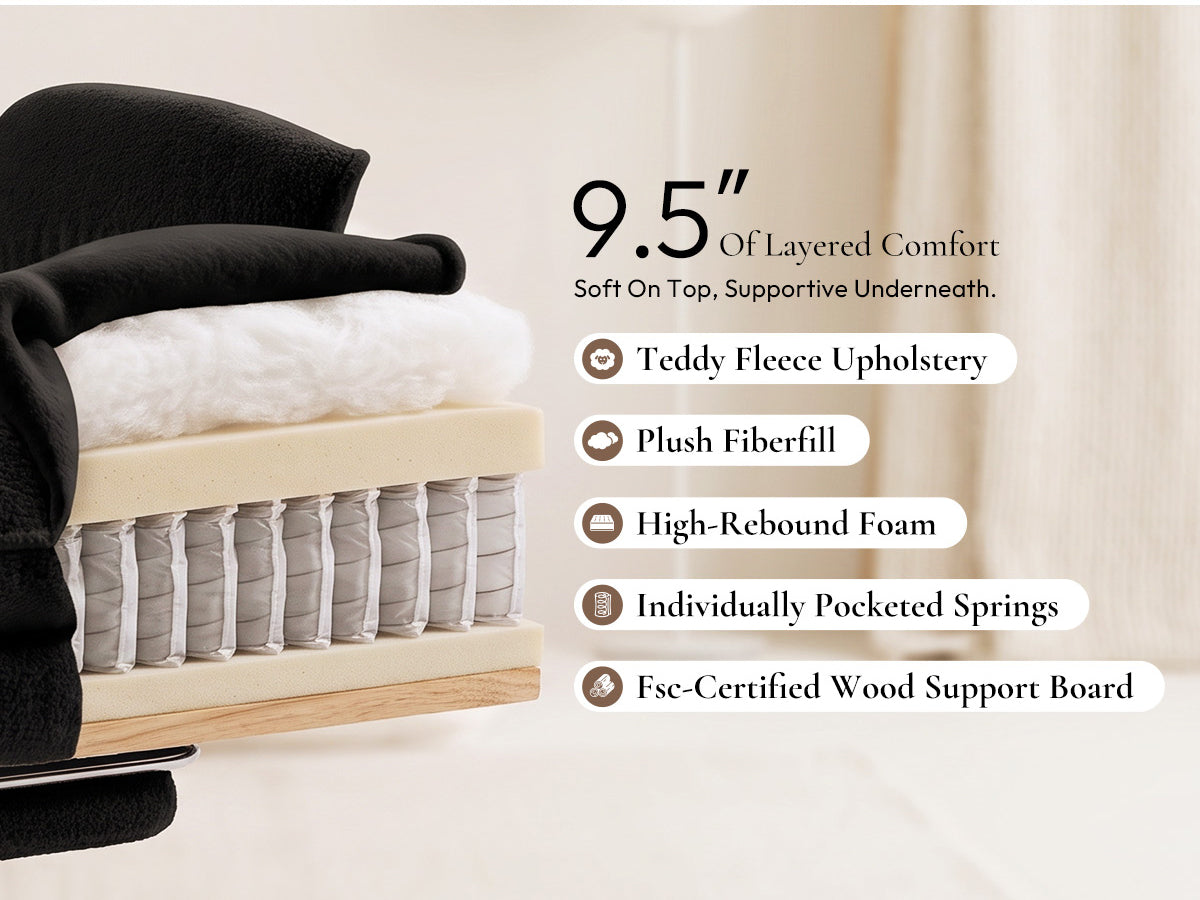 Dowinx CozyNest layered seat comfort with plush fiberfill high-rebound foam and pocketed springs