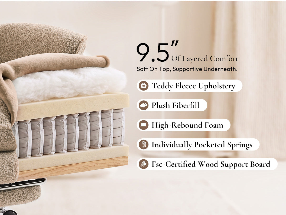 Dowinx CozyNest layered seat comfort with plush fiberfill high-rebound foam and pocketed springs