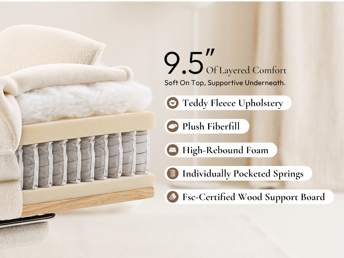 Dowinx CozyNest layered seat comfort with plush fiberfill high-rebound foam and pocketed springs