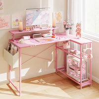 L-Shaped Gaming Desk Cute SERIES 43-Inch, Pink