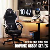 Dowinx Gaming Chair Fabric with Pocket Spring Cushion, High Back Ergonomic Computer Chair with Footrest for Adults, Massage Lumbar Support Swivel Game Chair for Office Gaming 300LBS