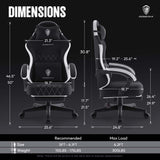 Dowinx Gaming Chair Fabric with Pocket Spring Cushion, High Back Ergonomic Computer Chair with Footrest for Adults, Massage Lumbar Support Swivel Game Chair for Office Gaming 300LBS