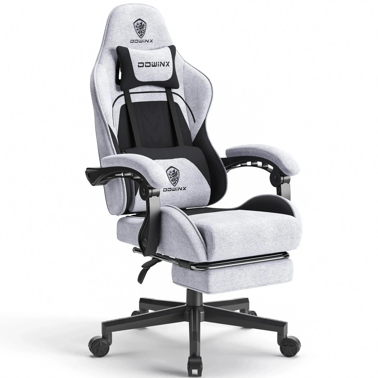 Dowinx Gaming Chair Fabric with Pocket Spring Cushion Black&Grey