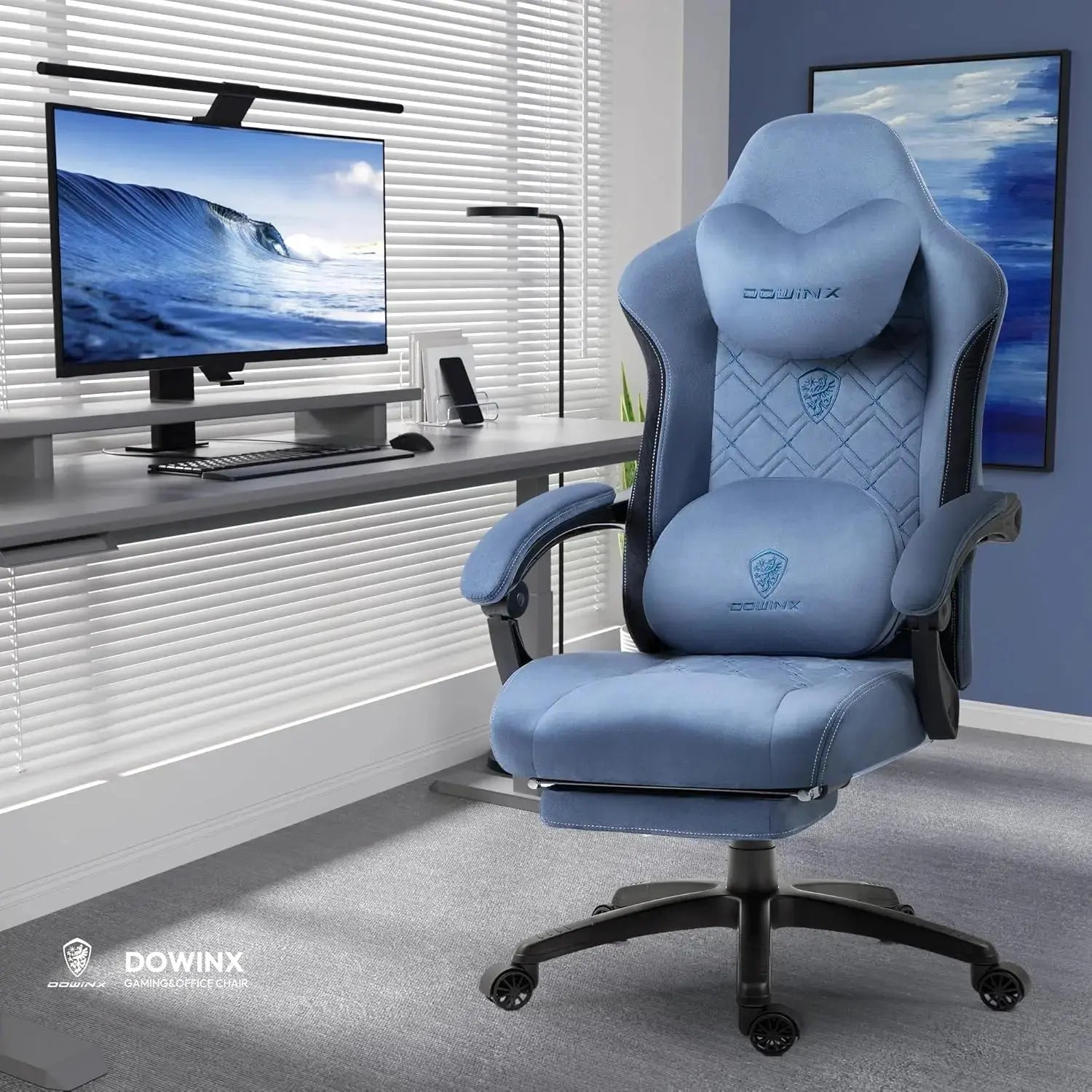 Dowinx Gamingstoel, ergonomisch, racestijl, met massage, lendensteun, bureaustoel voor computer, PU-leer, met intrekbare voetensteun, 4D-armleuningen Dowinx Gamingstoel, ergonomisch, racestijl, met massage, lendensteun, bureaustoel voor computer, PU-leer, met intrekbare voetensteun, 4D-armleuningen