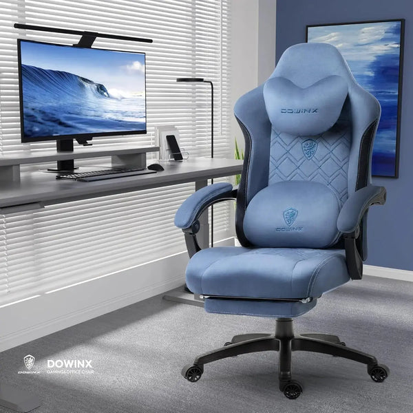 Dowinx BLUE Gaming Chair with Heated Massage,Wide and High Back, Pocket