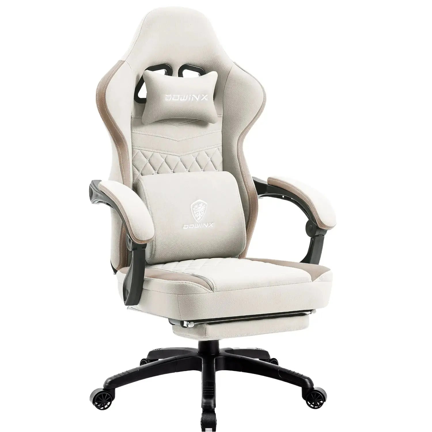 Dowinx 6657D Beige Gaming Chair Breathable Fabric Massage with