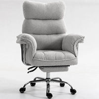 Dowinx 66B7 Big & Tall Office Chair with Footrest, Teddy Fabric Ergonomic Recliner - Grey
