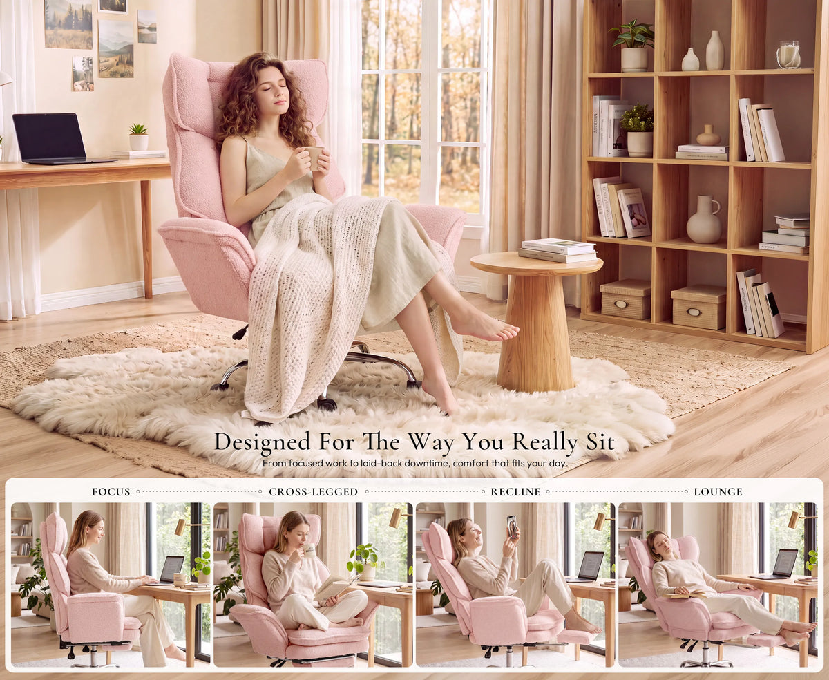 Dowinx CozyNest office chair designed for focused work, cross-legged sitting, reclining and lounging