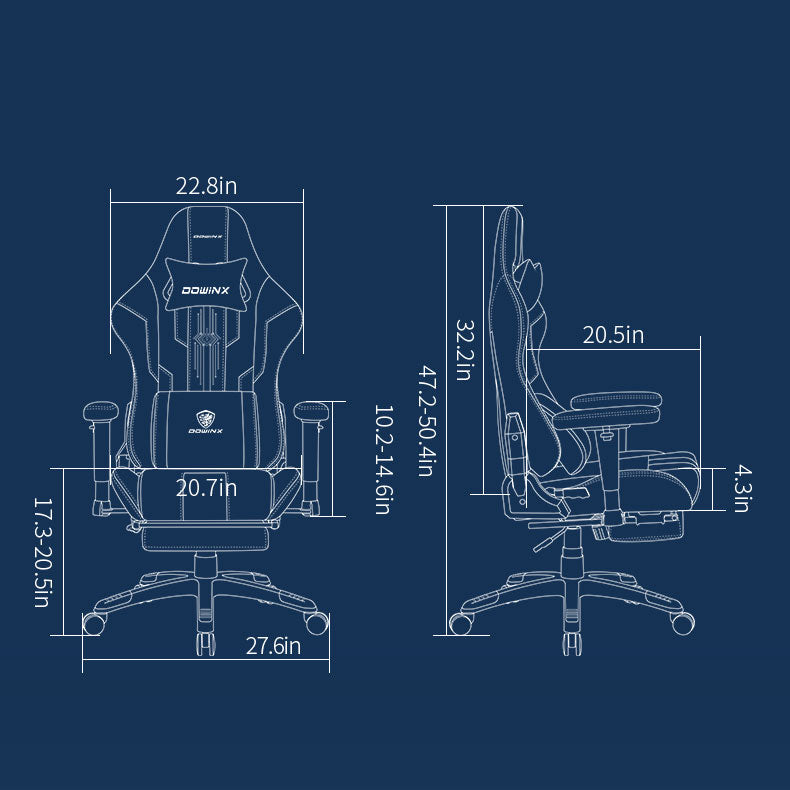 Dowinx Gaming Chair with Footrest Blue and White LS-ZJ04N