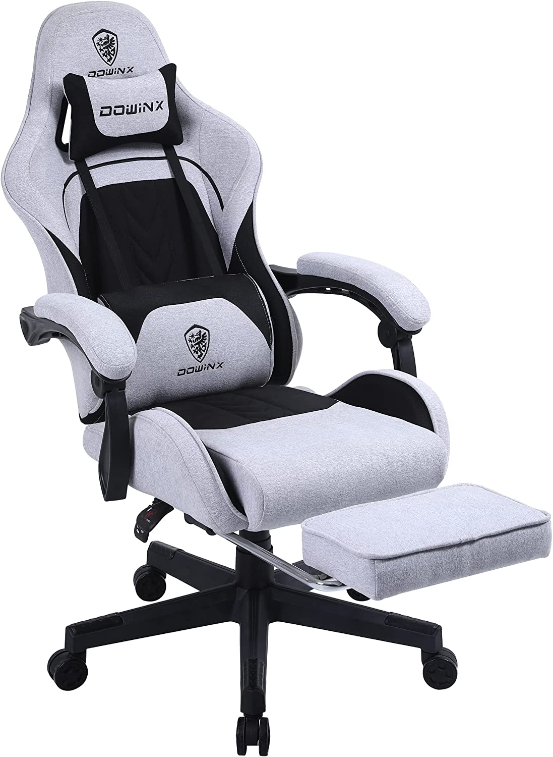 Dowinx Gaming Chair with Footrest 290LBS, Black and Grey
