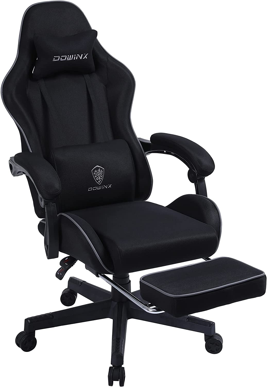 Dowinx Gaming Chair Fabric with Pocket Spring Cushion Black