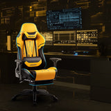 Dowinx Gaming Chair Breathable Quilted PU Leather Gamer Chair with Customized 4D Armrests, Ergonomic Game Chair with Massage (Yellow)
